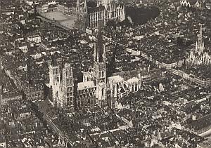 Rouen City Aerial View France Old CAF Photo 1920's