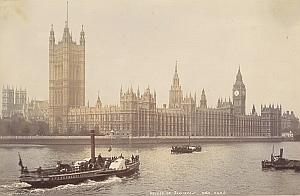 Parliament Thames Boats United Kingdom Old Photo 1880