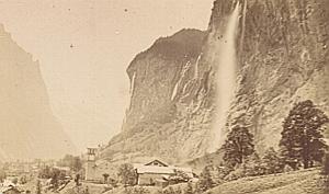 Lauterbrunnen Falls Switzerland Old CDV Photo 1870