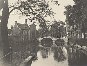 Bruges Beguinage Canal Bridge Belgium Old Photo 1920 Later Print