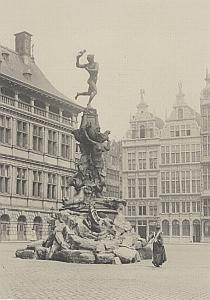 Anvers Sylvius Brabo Fountain Belgium Old Photo 1920 Later Print