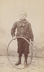 Young Boy Hoop Toys Fashion France Old Photo 1900