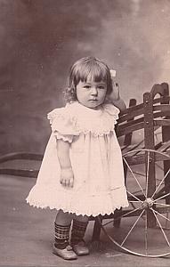 Young Baby Charriot Toys Fashion France Old Photo 1900