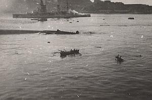 WWII Bataille Navale Anglo-Française de Mers el Kébir le Bretagne coulé Photo juillet 1940