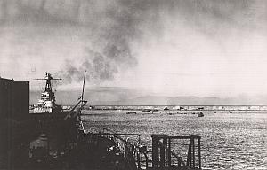 WWII Bataille Navale Anglo-Française de Mers el Kébir Le Bretagne coulé Photo juillet 1940