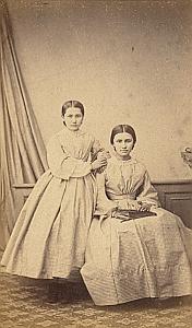 Anna & Emilie Cazaban Protestantisme Pau Ancienne CDV Photo 1860