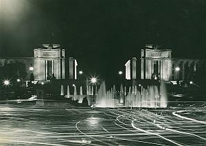 Palais de Chaillot by Night Paris France Old Photo 1965