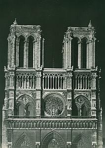 Notre Dame de Paris by Night France Old Photo 1965
