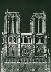 Notre Dame de Paris by Night France Old Photo 1965