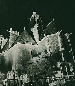Eglise St Gervais by Night Paris France Old Photo 1965