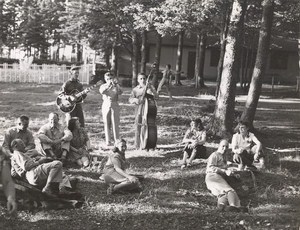 Maine WWII Music Party in Field US Army Airfield Presque Isle Photo 1943