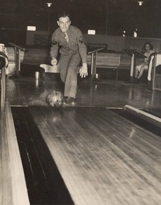 Maine WWII Playing Bowling US Army Airfield Presque Isle Photo 1943