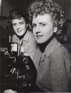 Maine WWII Women in Lab Microscope US Army Airfield Presque Isle Photo 1943