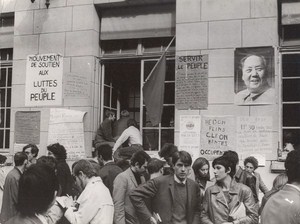 Students Sorbonne Occupation Protests Mao Portrait France old Photo May 1968
