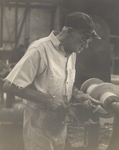 Wood Turner at Work Occupational Old Photo 1960