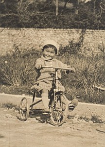 Tricycle Happy Boy Toy Japan Sendai Old Photo 1910