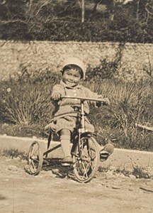Tricycle Happy Boy Toy Japan Sendai Old Photo 1910