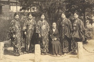 School Teachers Group Kimono Fashion Japan Sendai old Photo 1910