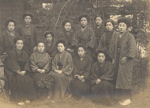 School Teachers Women Kimono Fashion Japan Sendai Old Photo 1910
