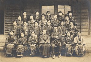School Teachers Women in Kimono Fashion Japan Sendai Old Photo 1910