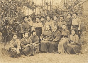 Portrait School Teachers Women Group Fashion Japan Sendai old Photo 1910