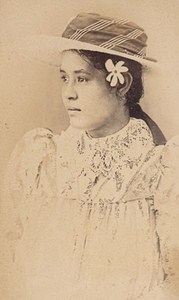 Oceania Tahiti Flower Girl Woman Fashion Old Ethnic Photo 1890