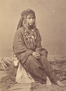 Bedouin Woman Jewelry Tunisia Old Albumen photo Fiorillo 1880