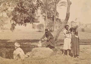 Tunisia Peasant at Water Point Old Albumen Photo 1880