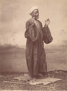 Tunisia Arab man in Prayer Old Albumen Photo Fiorillo 1880