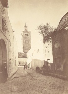 Tunisia Tunis Mosque Street Old Albumen Photo 1880