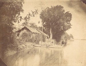 Indochina Mekong Delta Barge House Old Gsell Photo ca 1870
