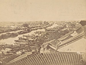 Indochina Mekong Delta Busy River Ships Barges Old Gsell Photo ca 1870