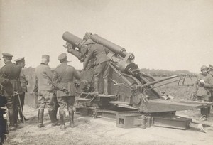 France WWI Artillery Heavy British Howitzer Inspection Old Photo 1916