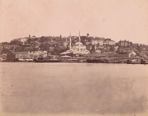 Turkey Istanbul Mosque Boats Old Albumen Photo 1880