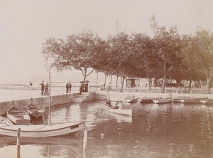 Boats Aix les Bains Street Scene Snapshot Instantaneous Photo 1900