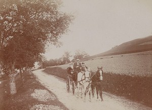 Horse Car Aix les Bains Street Scene Snapshot Instantaneous Photo 1900