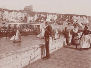Dieppe Harbour Street Scene Snapshot Instantaneous Photo 1900