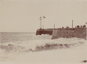 Dieppe lighthouse The Pier Scene Snapshot Instantaneous 1900