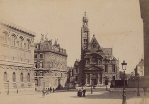 Saint Etienne du Mont Church Paris Street Life Old Instantaneous Photo 1885