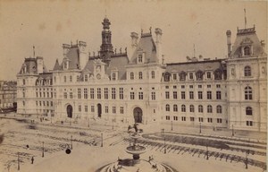 City Hall Paris Street Life Old Animated Instantaneous Photo 1885