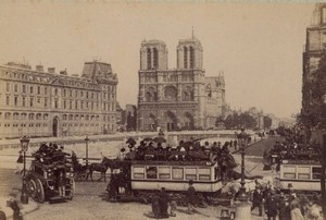 Stagecoach Paris Street Life Old Animated Instantaneous Photo 1885