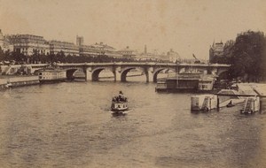 Le Pont Neuf Boats Paris Street Life Old Instantaneous Photo 1885