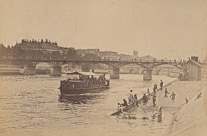 Ponts des Arts Boats Bath Paris Street Life Old Instantaneous Photo 1885