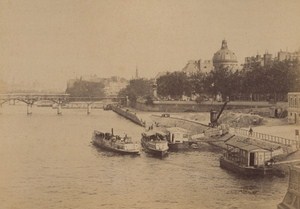 L Institut Boats Seine Paris Street Life Old Instantaneous Photo 1885