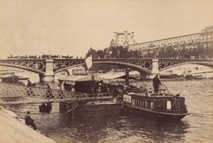 Pont des Saint Peres Taxi Boats Paris Street Life Old Instantaneous Photo 1885