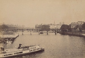 Pont des Arts Seine Swimming Pool Paris Street Life Old Instantaneous Photo 1885