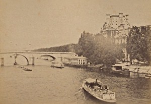 Pont Royal & Pavillon de Flore Paris Street Life Old Instantaneous Photo 1885