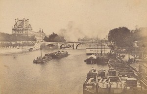 Pont Solferino Boat Swimming Pool Paris Street Life Old Instantaneous Photo 1885