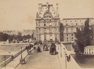 Pont Royal & Pavillon de Flore Paris Street Life Old Instantaneous Photo 1885