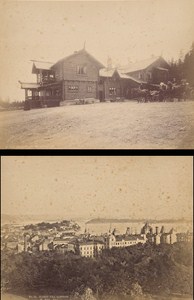 Christiania & Holmenkollen Hotel Oslo Norwegian landscape Two Old Photos 1890